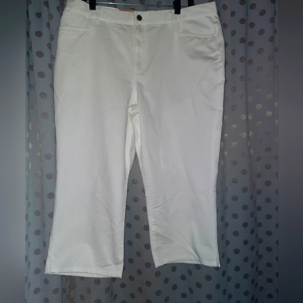 LAUREN RALPH LAUREN White Classic Cotton Midcalf Jeans 16 NWT